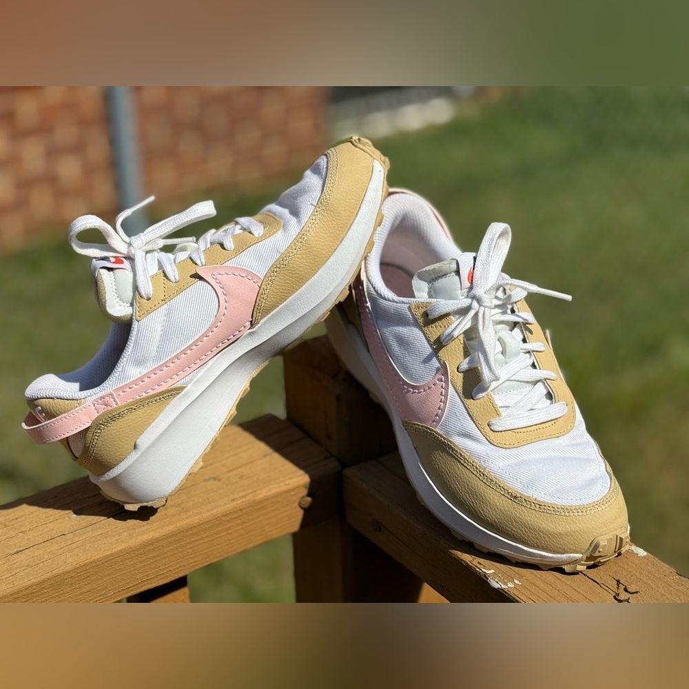 Nike Waffle Debut - Pink/Tan/White - size 8